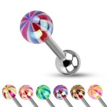 Piercing do jazyka - barevná kulička s perleťovým leskem