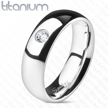 Prsten z titanu s čirým zirkonem - hladký, 6 mm