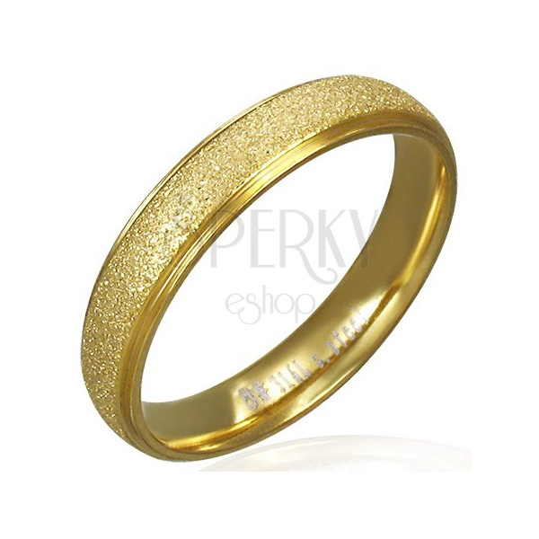 Pískovaný prsten z oceli ve zlaté barvě