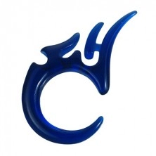 Akrylový roztahovák ve tvaru tribal symbolu - modrý, 4 mm