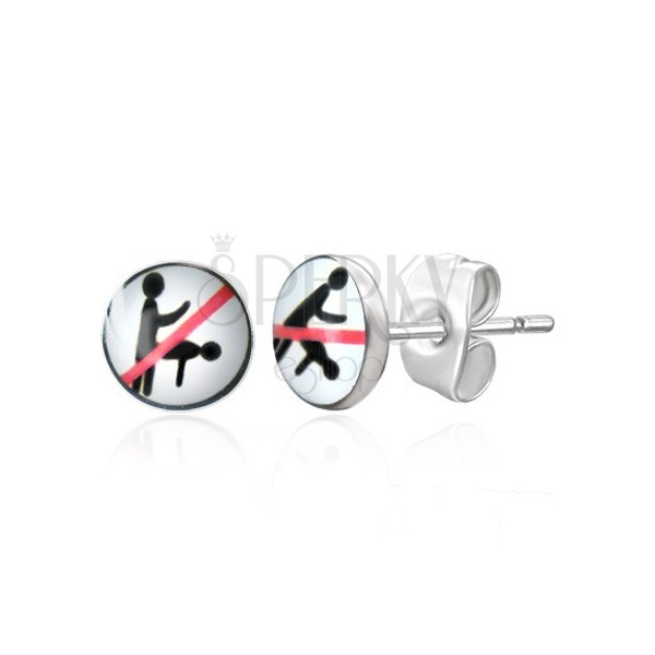 Puzetové ocelové náušničky - zakázaná sexuální poloha