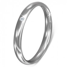 Prsten z chirurgické oceli - tenký prsten se zirkonem