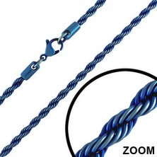 Anodizovaný ocelový řetízek - keltské lano v tmavomodré barvě