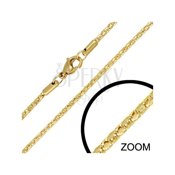 Ocelový řetízek - zlatý dutý had, propojené články, 2 mm
