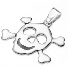 Ocelový přívěsek - pirátská lebka s kostmi