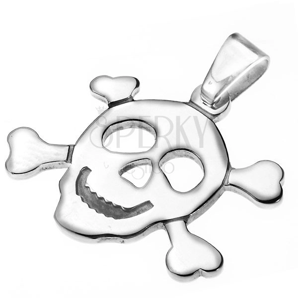 Ocelový přívěsek - pirátská lebka s kostmi