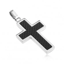 Ocelový kříž - ozdoba s karbonovým designem