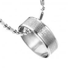 Ocelový náhrdelník - prsten s modlitbou Pána, řetízek