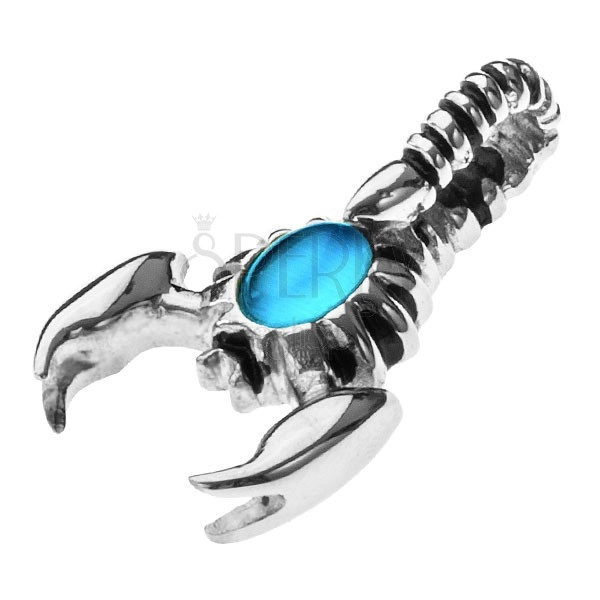 Přívěsek z oceli - škorpion se světle modrým kamenem