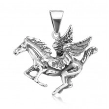 Stříbrný přívěsek 925 - okřídlený kůň Pegas, jemně patinovaný