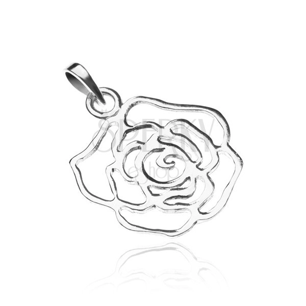 Stříbrný přívěsek 925 - lesklý obrys růže