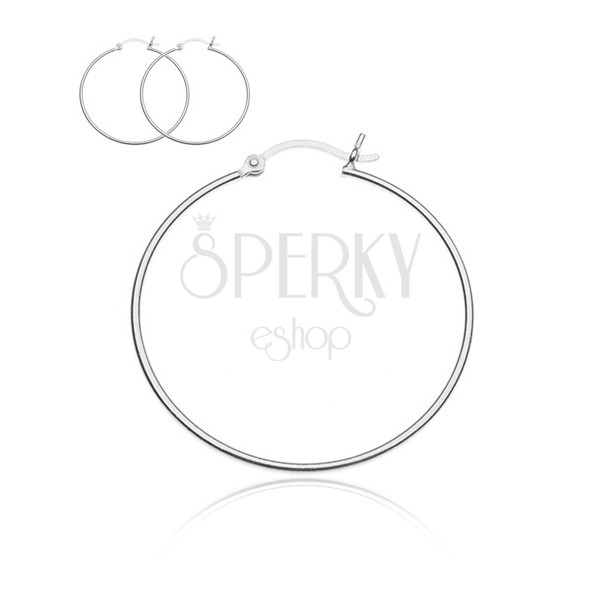 Stříbrné kruhové náušnice 925 - hladký povrch, háček, 35 mm
