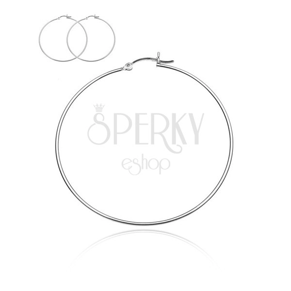 Náušnice kruhy ze stříbra 925 - jednoduché kruhy, háček, 50 mm