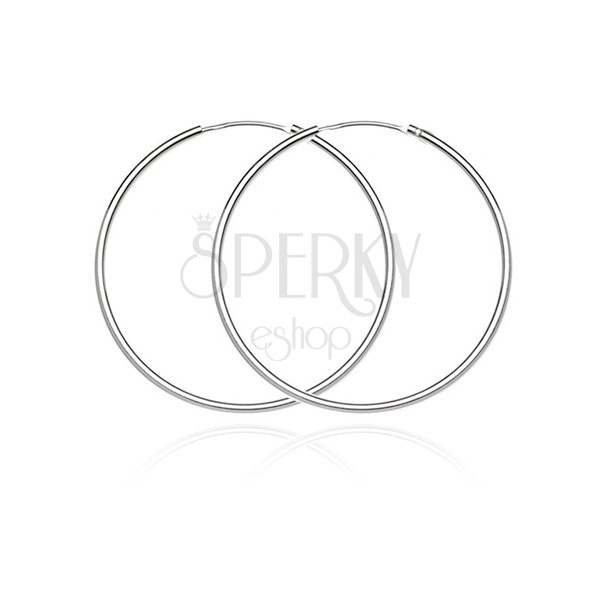 Kruhové náušnice ze stříbra 925 - jednoduchý, hladký design, 30 mm