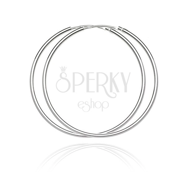 Kruhové náušnice ze stříbra 925 - jednoduchý, hladký design, 45 mm