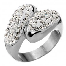 Ocelový prsten s bohatým zirkonovým zdobením