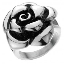 Ocelový prsten - mohutná růže