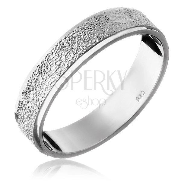 Stříbrný prsten 925 - pískovaný středový pás