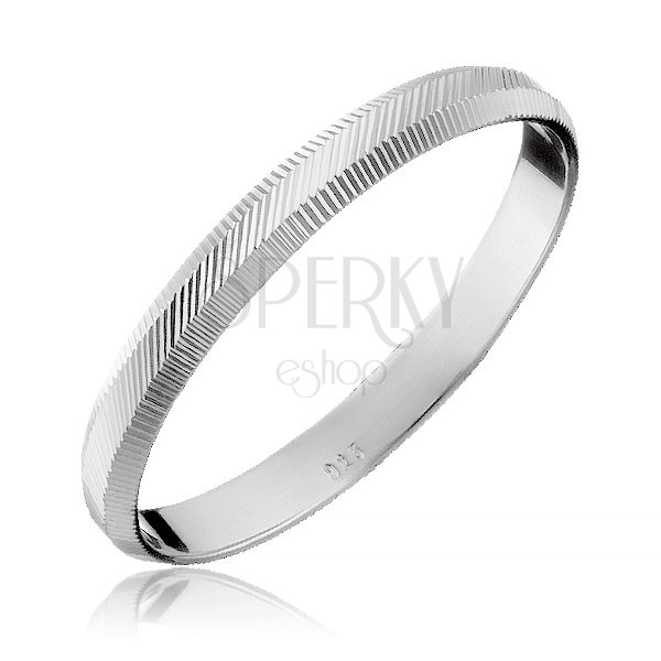 Stříbrný prsten 925 - svislé a diagonální vroubky, 2 mm