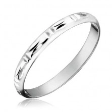 Stříbrný prsten 925 - dvojité svislé a vodorovné zářezy