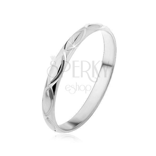 Stříbrný prsten 925 - gravírované obrysy zrníčka