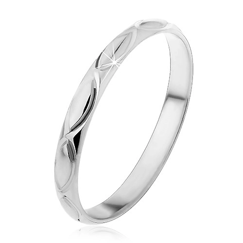 Stříbrný prsten 925 - gravírované obrysy zrníčka - Velikost: 50