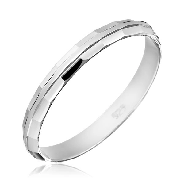 Prsten ze stříbra 925 - zkosené lesklé okraje - Velikost: 60