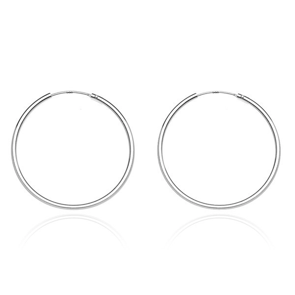 Kruhové náušnice ze stříbra 925 - úzký, hladký design, 20 mm