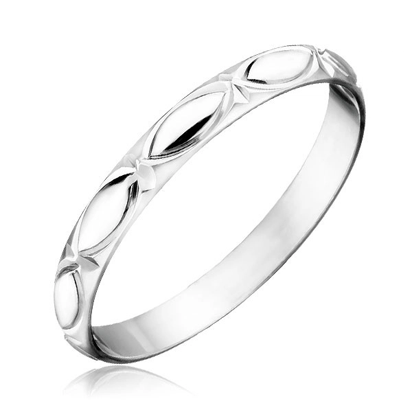 Stříbrný prsten 925 - obrysy zrnka a paprsky - Velikost: 62