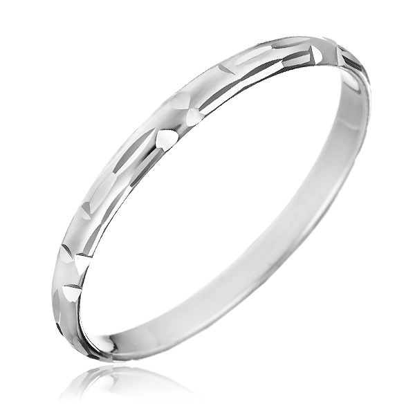 Stříbrný prsten 925 - zrnkové zářezy poskládané do tvaru L - Velikost: 60