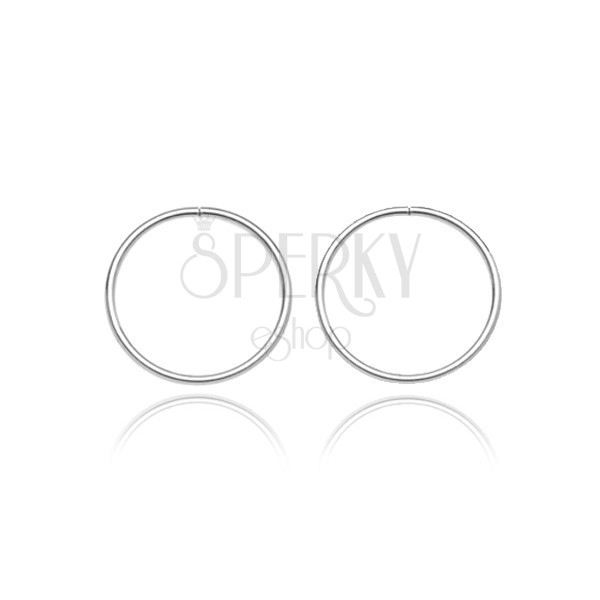 Náušnice ze stříbra 925 - úzké lesklé kruhy, 14 mm