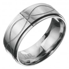 Ocelový prsten - obroučka se dvěma vlnkami