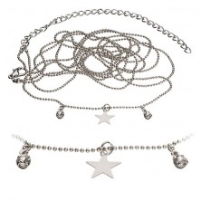 Řetízek Belly Chain - dvojitý kuličkový řetízek, hvězda a kameny