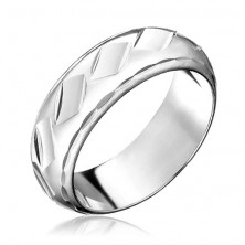 Prsten ze stříbra 925 - lesklé kosočtvercové prohlubinky