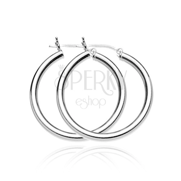 Stříbrné náušnice 925 - hrubé jednoduché kruhy, 40 mm