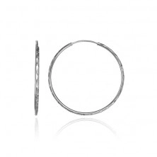 Kruhové náušnice ze stříbra 925 - oválné prohlubinky, 25 mm