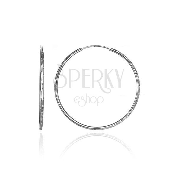 Kruhové náušnice ze stříbra 925 - oválné prohlubinky, 25 mm
