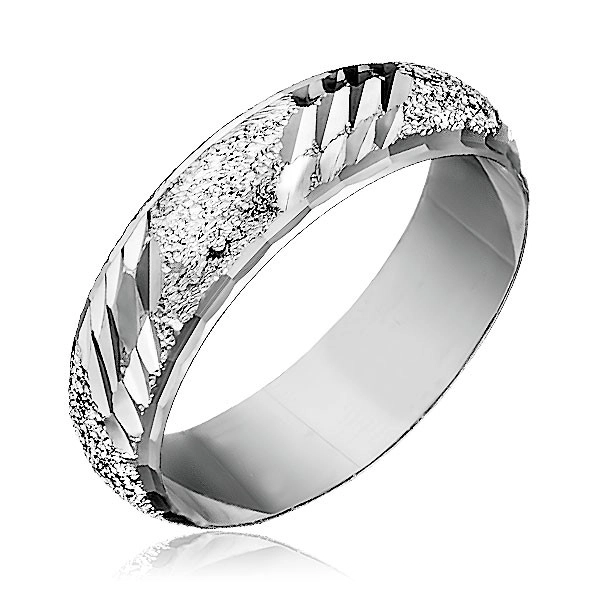 Prsten ze stříbra 925 - pískovaný, se šikmými zářezy - Velikost: 63