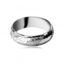 Prsten ze stříbra 925 - pískovaný, se šikmými zářezy