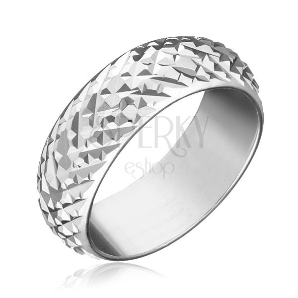 Prsten ze stříbra 925 - lesklé vystouplé kosočtverce