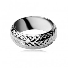 Prsten ze stříbra 925 - lesklé vystouplé kosočtverce