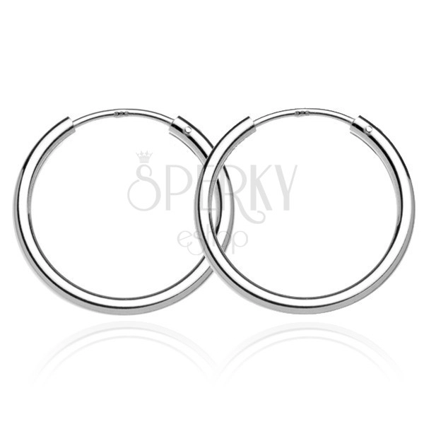 Stříbrné náušničky 925 - hladké lesklé kruhy, 22 mm