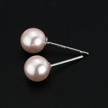 Náušnice ze stříbra 925 - světle růžové perly, 6 mm