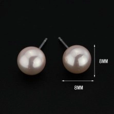 Stříbrné puzetky 925 - narůžovělé perly, 8 mm