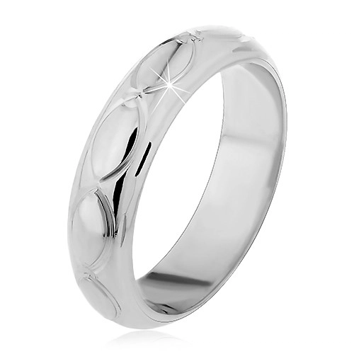 Prsten ze stříbra 925 - gravírovaná zrníčka, malé kužely - Velikost: 50