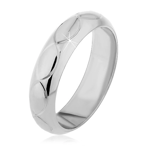 Prsten ze stříbra 925 - zářezy ve tvaru zrnek - Velikost: 55