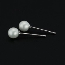 Stříbrné náušnice 925 - bílé perličky, 4 mm
