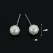 Stříbrné náušnice 925 - bílé perličky, 4 mm