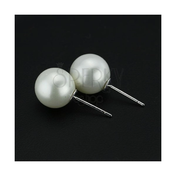 Náušnice ze stříbra 925 - velké bílé perly, 10 mm