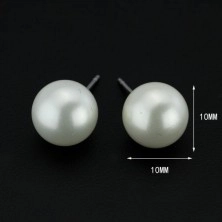 Náušnice ze stříbra 925 - velké bílé perly, 10 mm